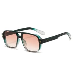 Vintage Double Bridges Men Square Sunglasses Fashion Clear Ocean Lens Eyewear Women Trending Rivets Glasses UV400 Gafas De Sol