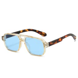 Vintage Double Bridges Men Square Sunglasses Fashion Clear Ocean Lens Eyewear Women Trending Rivets Glasses UV400 Gafas De Sol