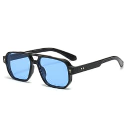 Vintage Double Bridges Men Square Sunglasses Fashion Clear Ocean Lens Eyewear Women Trending Rivets Glasses UV400 Gafas De Sol