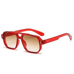 Vintage Double Bridges Men Square Sunglasses Fashion Clear Ocean Lens Eyewear Women Trending Rivets Glasses UV400 Gafas De Sol