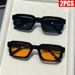 2/3PCS Vintage Rectangle Frame Sunglasses for Women Fashion Retro Luxury Brand Design UV400 Sun Glasses Men's Eyewear Goggles