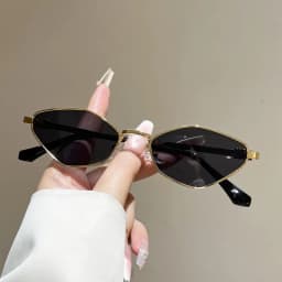 Sun Glasses for Women UV Protection Alloy Shades Driving Irregular New Small Cat Eye Sunglasses Diamond Pattern Small Fashion