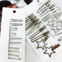 24Pcs/Set Y2K Silver Metal Hairpins for Women Girls Star Hair Clip Multiple Styles Seamless Duckbill Clip Girls Hair Accessoires