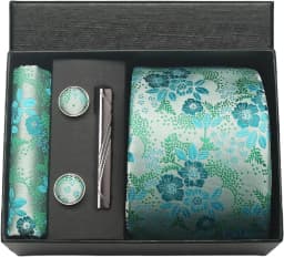 100% Silk Necktie Paisley Floral Mens Tie Top Quality Business Tie Pocket Square Tie Clip Cufflinks Set Classic For Men Gift Box