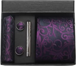 100% Silk Necktie Paisley Floral Mens Tie Top Quality Business Tie Pocket Square Tie Clip Cufflinks Set Classic For Men Gift Box