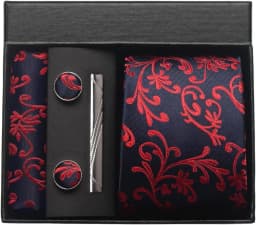100% Silk Necktie Paisley Floral Mens Tie Top Quality Business Tie Pocket Square Tie Clip Cufflinks Set Classic For Men Gift Box