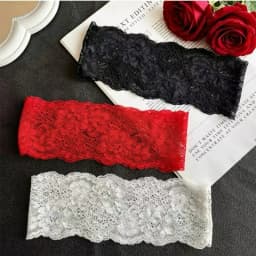 Sweet Wide Lace Hair Band Girls Hollow Lace Elastic Headwrap Hair Accessories Women Fashion Hollow Wide Headwear Hair Hoop