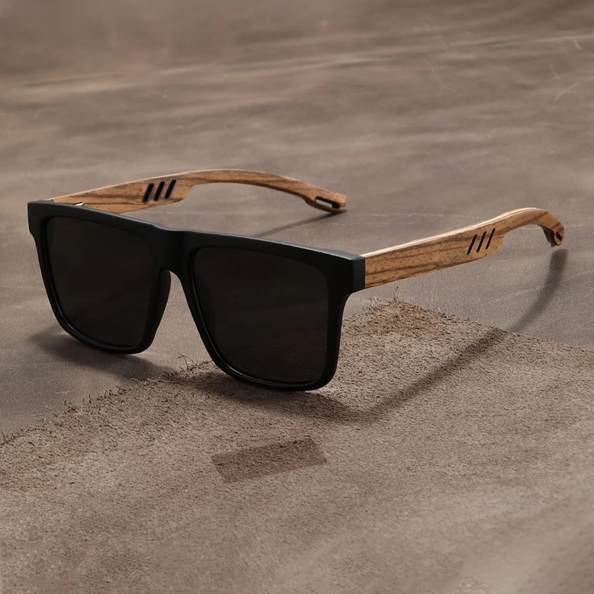 1pc Retro Walnut Ultra-Light Square Polarized Exquisite Fashion Sun Glasses For Men Women Outdoor Driving Beach Travel Eyewear