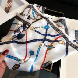 Luxury Chain Print Small Square Scarf Simulated Silk Thin Neck Scarf Fashion Sunscreen Headscarf For Women 70x70cm