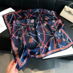 Luxury Chain Print Small Square Scarf Simulated Silk Thin Neck Scarf Fashion Sunscreen Headscarf For Women 70x70cm