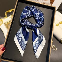 Luxury Chain Print Small Square Scarf Simulated Silk Thin Neck Scarf Fashion Sunscreen Headscarf For Women 70x70cm
