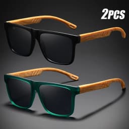 1/2pcs New Square Casual Sunglasses Wood Grain Spring Hinges UV400 Protection Unisex Outdoor Daily Eyewear