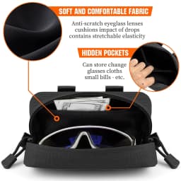 Tactical MOLLE Sunglass Case Semi-Hard Shell Eyewear Pouch with Clip Anti-Crush & Universal Fit for Glasses & Sunglasses