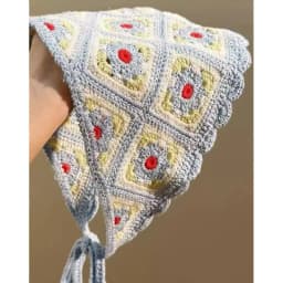 Retro Knitted Triangle Headband Crochet French Pastoral Style Girl Flower Headscarf Handmade Hollow Beach Vacation Headkerchief