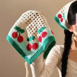 Retro Knitted Triangle Headband Crochet French Pastoral Style Girl Flower Headscarf Handmade Hollow Beach Vacation Headkerchief