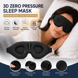 Unisex 3D Contoured Sleep Mask, Groove Molded Design Memory Foam Light Blocking Eyemask, Soft Comfortable for Travel Yoga Nap