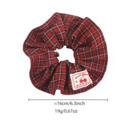 Retro Red Polka Dot Plaid Fabric Label Wide Hair Tie for Women Niche High-End Bun Hair Accessory