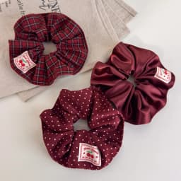 Retro Red Polka Dot Plaid Fabric Label Wide Hair Tie for Women Niche High-End Bun Hair Accessory