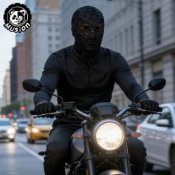 Musion Gothic Punk Distressed Ripped Face Mask Ftxo - Comfort Fit Windproof for Skiing Cycling Halloween Street Style
