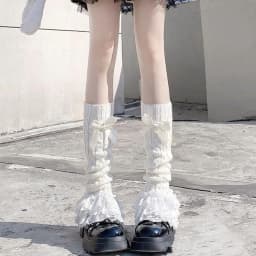 Cute Lace Flared Knitted Long Legs Warmers Harajuku Lolita Socks White Foot Cover Kawai Jk Calf Gaiters Sweet Legwarmers