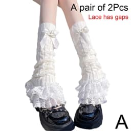 Cute Lace Flared Knitted Long Legs Warmers Harajuku Lolita Socks White Foot Cover Kawai Jk Calf Gaiters Sweet Legwarmers