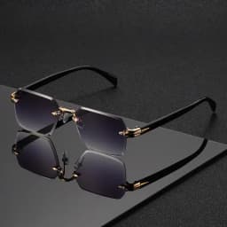 Rimless Sunglasses Rectangle Fashion Popular Women Men Shades Small Square Sun Glasses for Female Male Summer Traveling Oculos