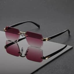 Rimless Sunglasses Rectangle Fashion Popular Women Men Shades Small Square Sun Glasses for Female Male Summer Traveling Oculos