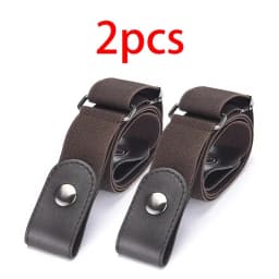 2pcs Adjustable Stretch Elastic Waist Band Invisible Belt Buckle-Free Belts for Women Men Jean Pants Dress No Buckle Easy ToWear