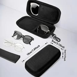 Protective Hard Shell Double Compartment Glasses Storage Box Shockproof Portable Car Zipper Design Protects Double Lens Case
