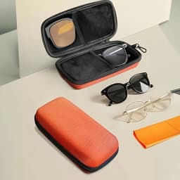Protective Hard Shell Double Compartment Glasses Storage Box Shockproof Portable Car Zipper Design Protects Double Lens Case