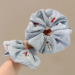 2 pieces of exquisite Korean style blue striped bow cherry tight headband fashionable new hair accessory styling fixed props