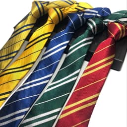 4colors Harried Poter Tie Magic School Narrow Striped Tie Halloween Cosplay Necktie Access Themed Party Costume Props 145cm