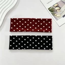 1pc Polka Dot Yoga Elastic Headband – Fashionable Dot-pattern Makeup Headband, Sports & Fitness Sweat-absorbent Hairband