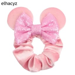 Fashion Mouse Ears Cartoon Hair Scrunchies Velvet Hairbands For Girls Sequins Bows Headband Women Kids Party DIY Decoration