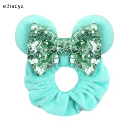 Fashion Mouse Ears Cartoon Hair Scrunchies Velvet Hairbands For Girls Sequins Bows Headband Women Kids Party DIY Decoration