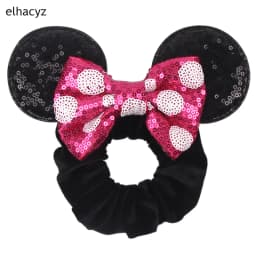 Fashion Mouse Ears Cartoon Hair Scrunchies Velvet Hairbands For Girls Sequins Bows Headband Women Kids Party DIY Decoration