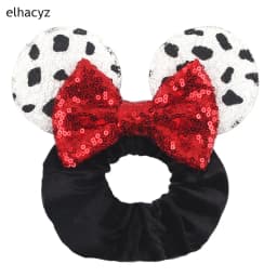 Fashion Mouse Ears Cartoon Hair Scrunchies Velvet Hairbands For Girls Sequins Bows Headband Women Kids Party DIY Decoration