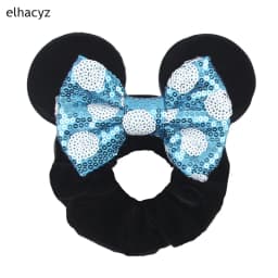 Fashion Mouse Ears Cartoon Hair Scrunchies Velvet Hairbands For Girls Sequins Bows Headband Women Kids Party DIY Decoration