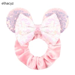 Fashion Mouse Ears Cartoon Hair Scrunchies Velvet Hairbands For Girls Sequins Bows Headband Women Kids Party DIY Decoration