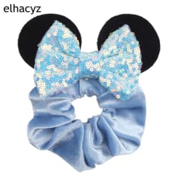 Fashion Mouse Ears Cartoon Hair Scrunchies Velvet Hairbands For Girls Sequins Bows Headband Women Kids Party DIY Decoration