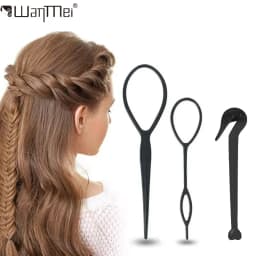 2 in1 Hair Loop Braiding Tool Set French Dutch Braid Maker 1 Elastic Band Remover Cutter DIY Hair Styling Tools Kit for Women