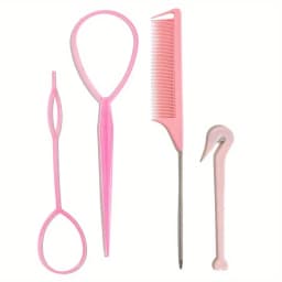 4-piece WANMEI  Headband Tool, Hair Braiding Tool with Mouse Tail Comb, Ponytail Headband Remover, Quick Styling Hair Accessory