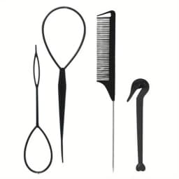 4-piece WANMEI  Headband Tool, Hair Braiding Tool with Mouse Tail Comb, Ponytail Headband Remover, Quick Styling Hair Accessory