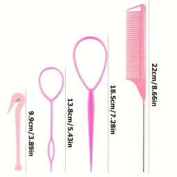 4-piece WANMEI  Headband Tool, Hair Braiding Tool with Mouse Tail Comb, Ponytail Headband Remover, Quick Styling Hair Accessory