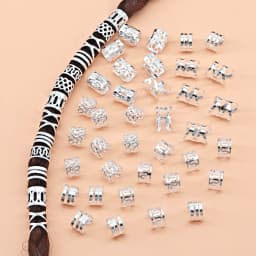 50pcs Alloy Braiding Mixed Set, Metal hair Rings Cuffs Clips for Dreadlock Accessory Jewelry Decorations(Without box)