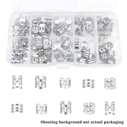 50pcs Alloy Braiding Mixed Set, Metal hair Rings Cuffs Clips for Dreadlock Accessory Jewelry Decorations(Without box)