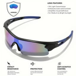 Classic Sports Sunglasses with One-Piece Wraparound UV400 Lens - Unisex Comfort Fit for Cycling, Running, Hiking & Outdoor