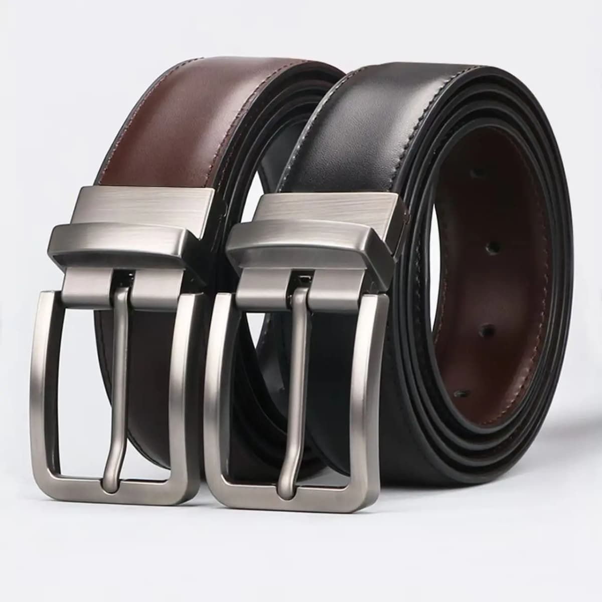 Luxury and Fashionable Men's Leather Belt, Alloy Rotating Business Men Leather Suitable Jeans Belts for Both Men and Women