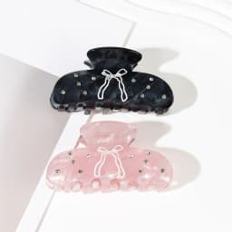 Korean Style Hair Claw Sweety Bowknot Pattern Acetic Acid Claw Clip Exquisite Trendy Shark Hair Gripper Girls Hair Accessory