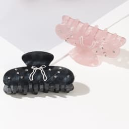 Korean Style Hair Claw Sweety Bowknot Pattern Acetic Acid Claw Clip Exquisite Trendy Shark Hair Gripper Girls Hair Accessory